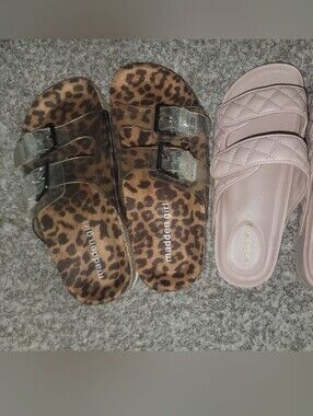 Madden Girl Leopard Print & Pink Slide Sandals